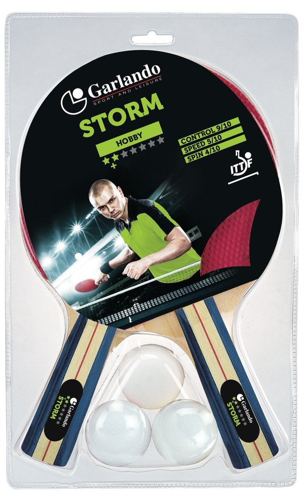 Garlando Storm Tafeltennis Set - 2 Bats en 3 Pingpongballen
