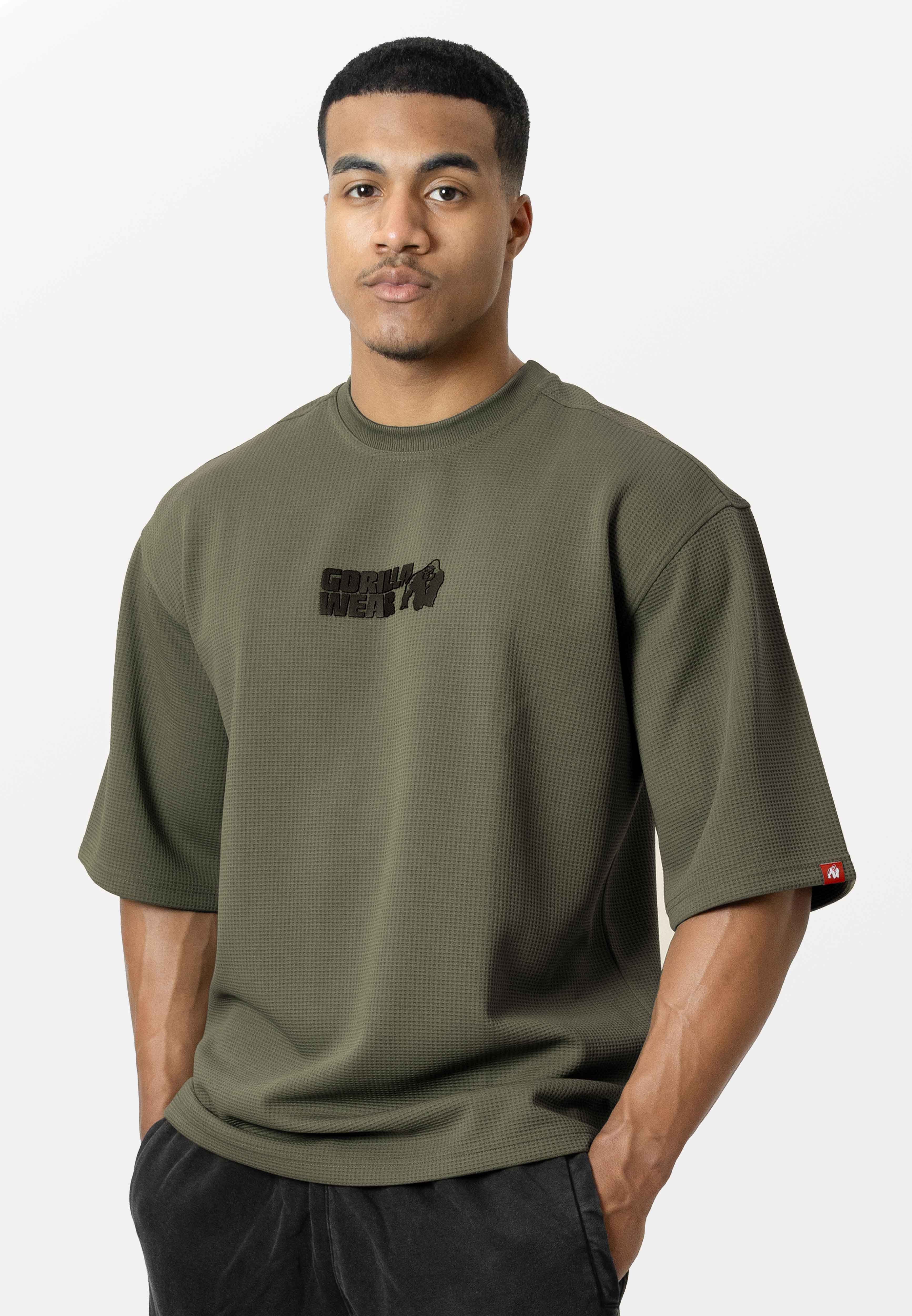 Gorilla Wear Idaho Oversized Waffle T-shirt - Legergroen