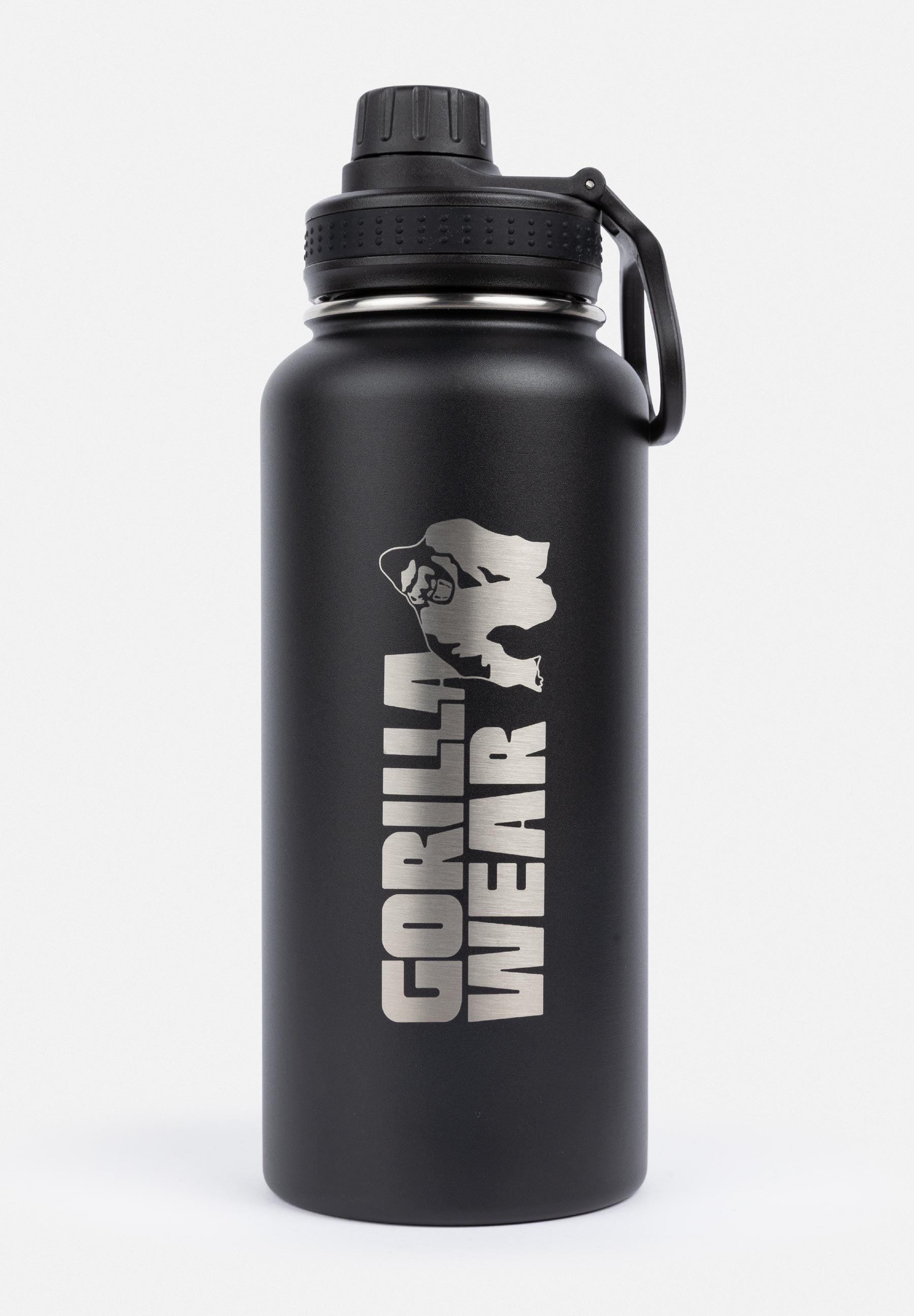 Gorilla Wear Geïsoleerde RVS Waterfles - Zwart - 1000 ml