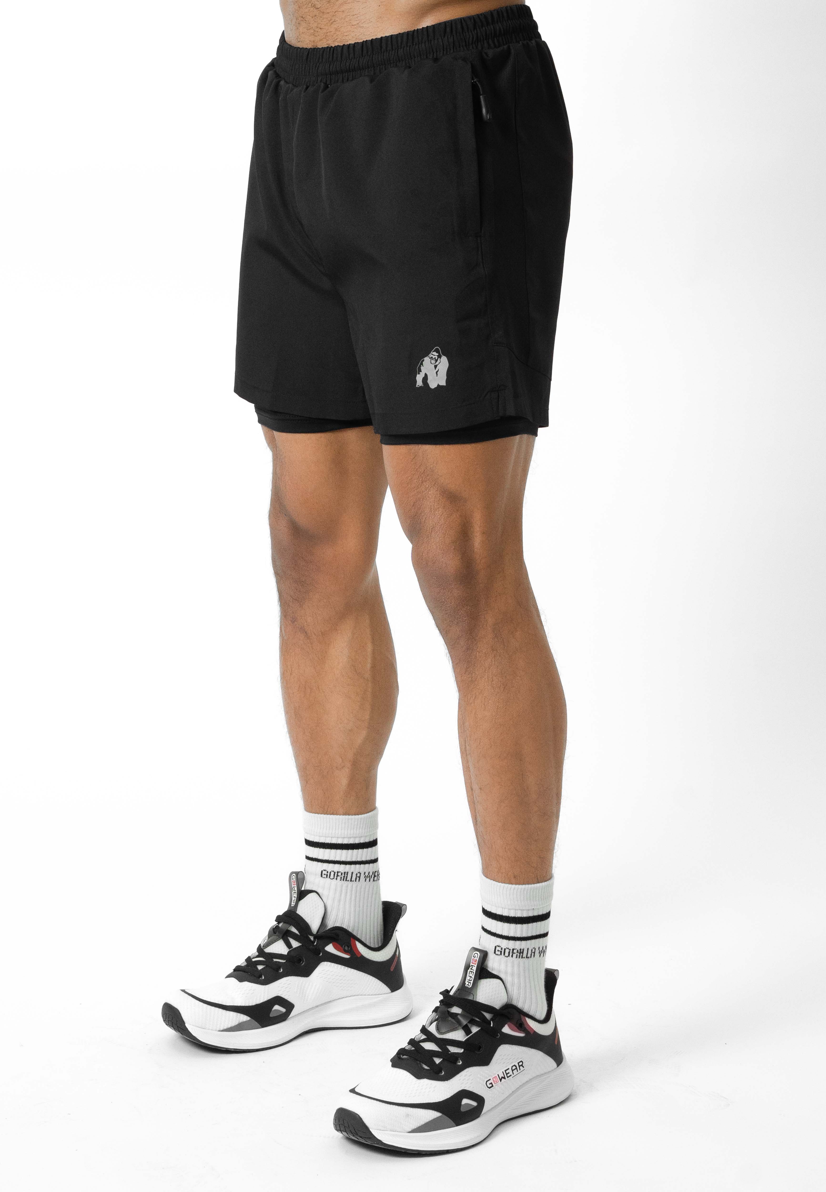 Gorilla Wear Lowell 2-In-1 Shorts - Korte Broek - Zwart
