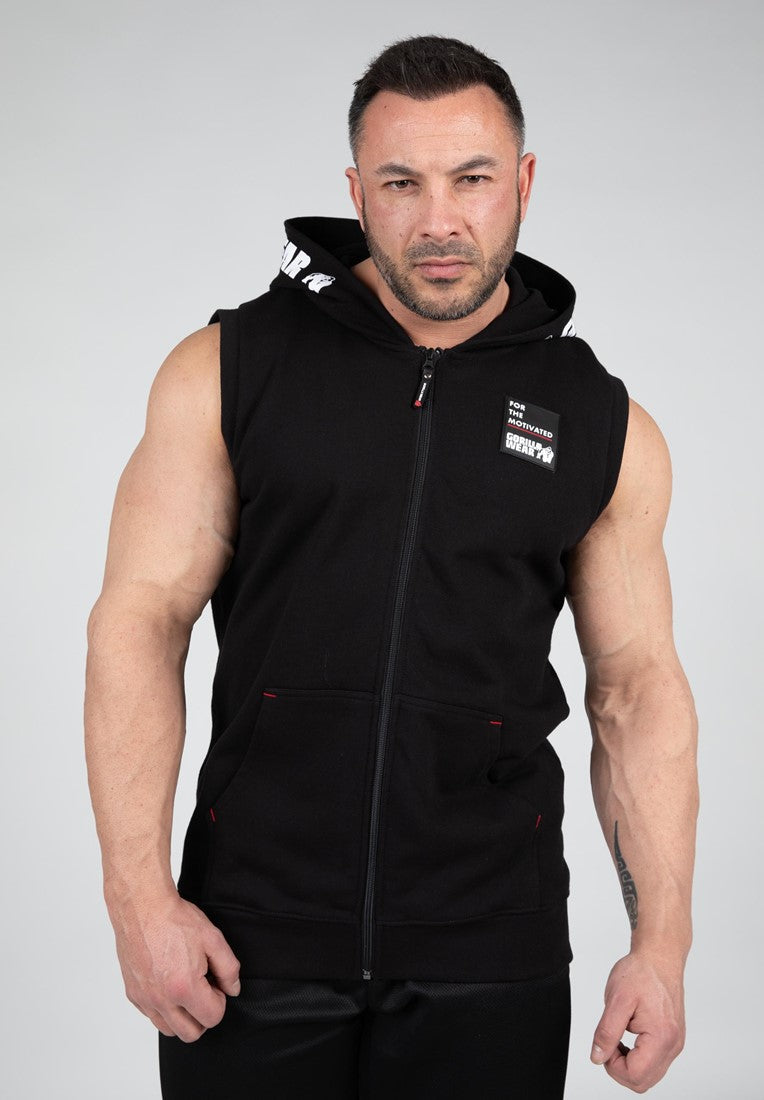 Gorilla Wear Milwaukee Mouwloos Vest met Capuchon - Zwart