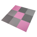 One Fitness Puzzelmat - Set van 9 - 10 mm - Roze/Grijs