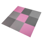 One Fitness Puzzelmat - Set van 9 - 10 mm - Roze/Grijs