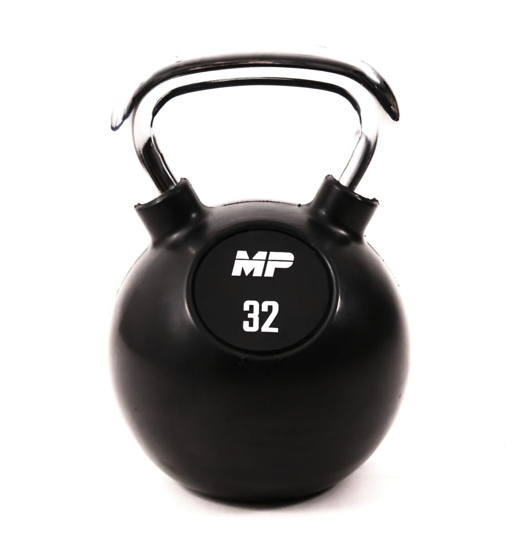 Muscle Power Rubberen Kettlebell - Zwart - 32 kg