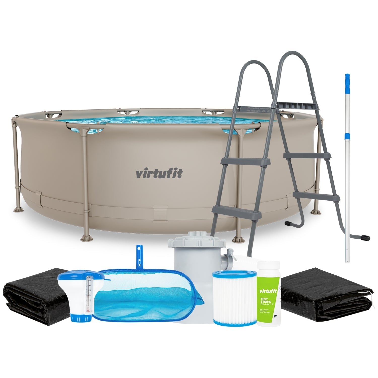 VirtuFit Zwembad Rond Ø244 x 76 cm - Beige - Compleet Pakket