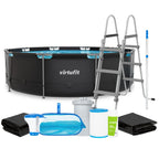 VirtuFit Zwembad Rond Ø366 x 100 cm - Antraciet - Compleet Pakket