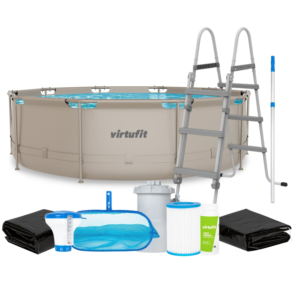 VirtuFit Zwembad Rond Ø366 x 100 cm - Beige - Compleet Pakket