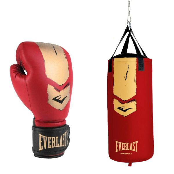 Everlast Prospect 2 Heavy Bag Kit - Bokszak & Bokshandschoenen - Rood/Goud