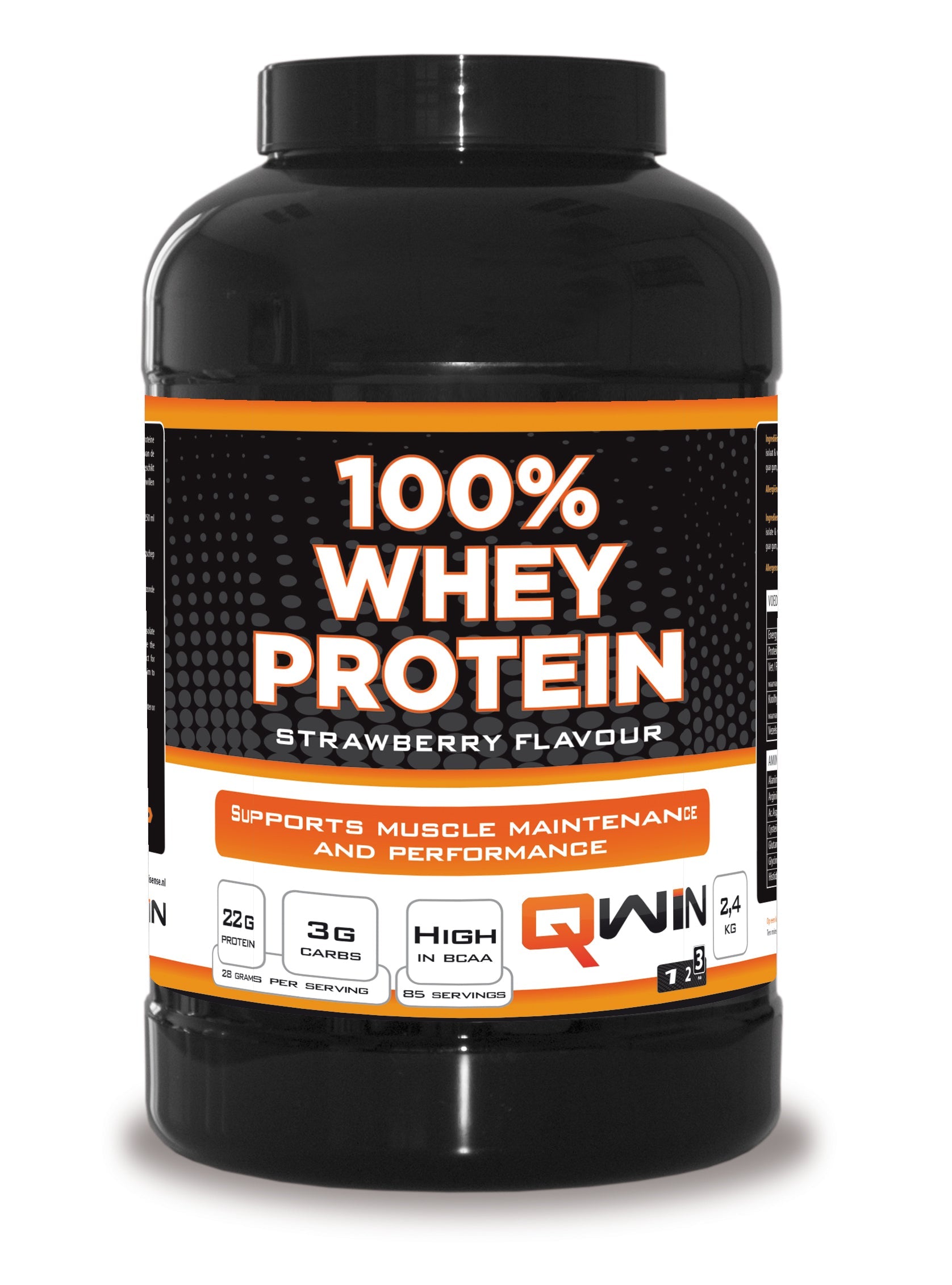 QWIN 100% Whey Protein Aardbei - 2400 gr