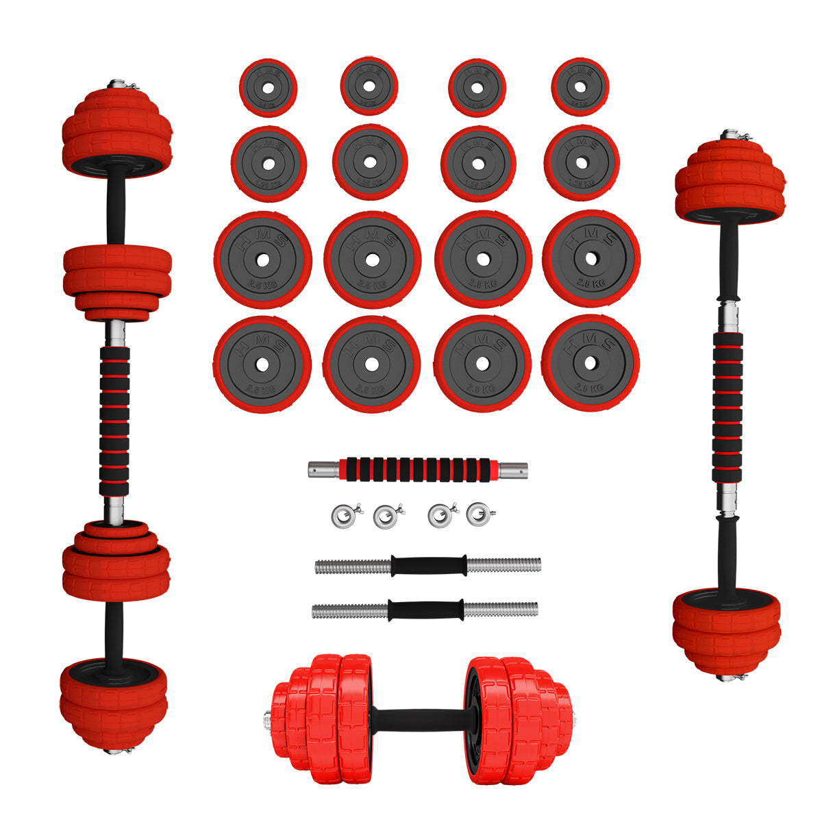 HMS Verstelbare Halter en Dumbbell Set - Rood - 30 kg
