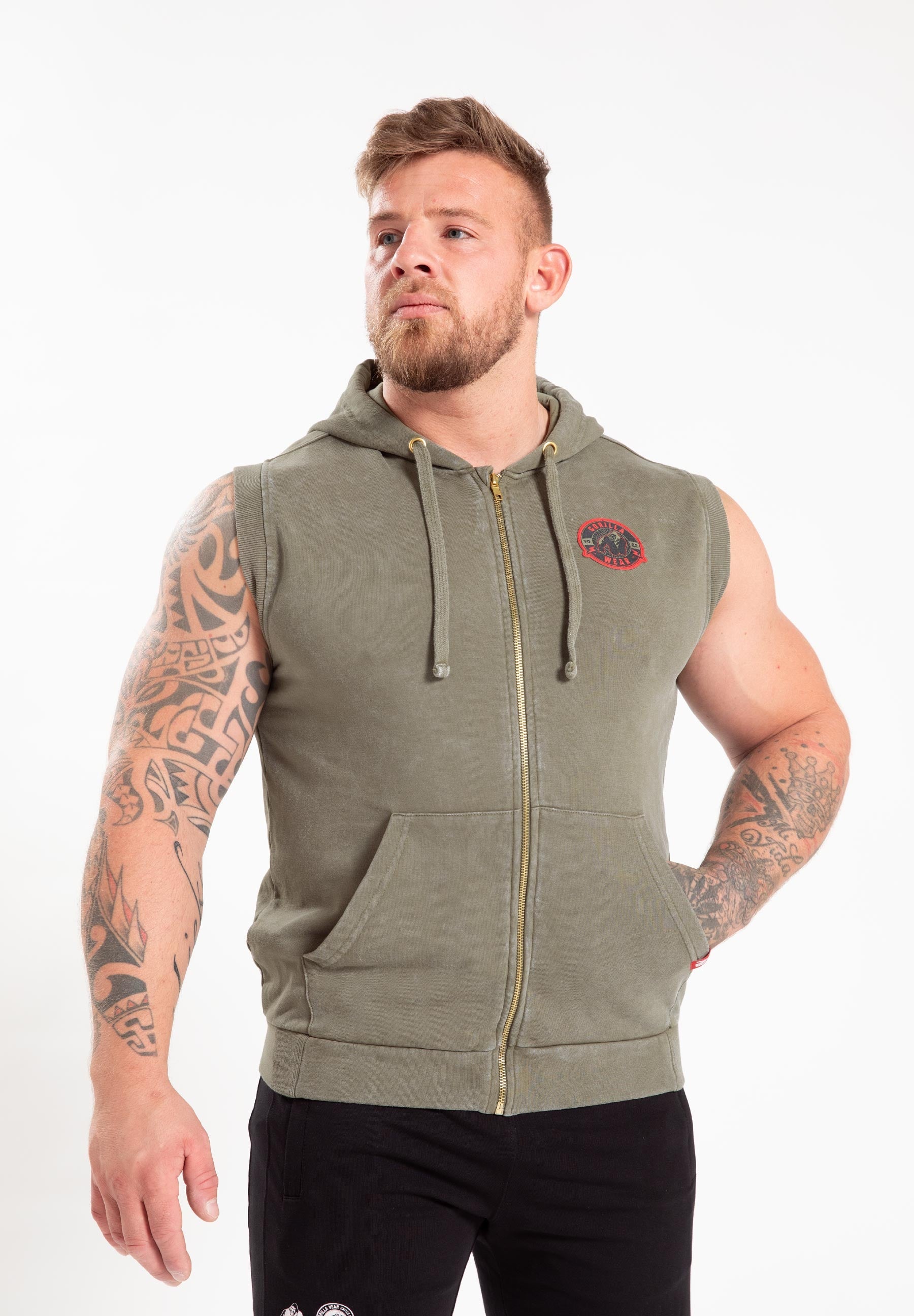 Gorilla Wear Silverdale Mouwloos Vest met Capuchon - Legergroen