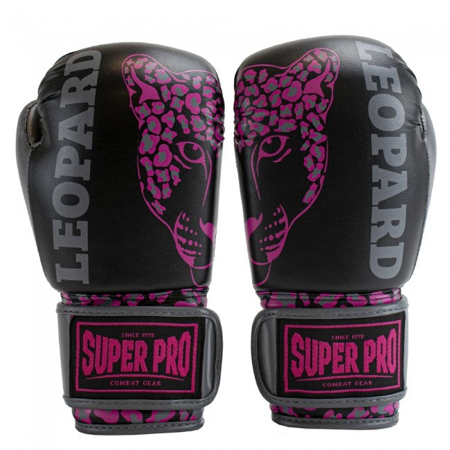 Super Pro Kids Bokshandschoenen Leopard - Zwart/Roze