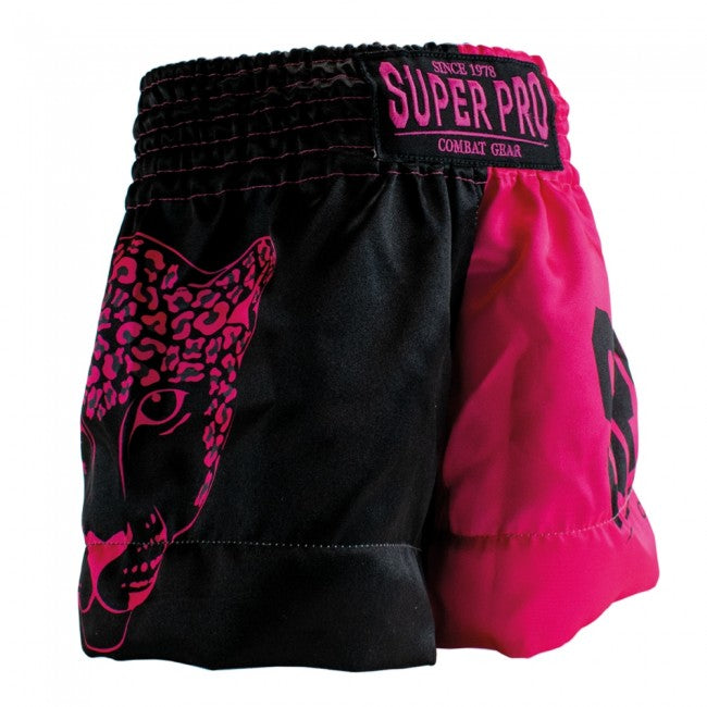 Super Pro Kids (Thai) Boxing Shorts Leopard - Zwart/Roze