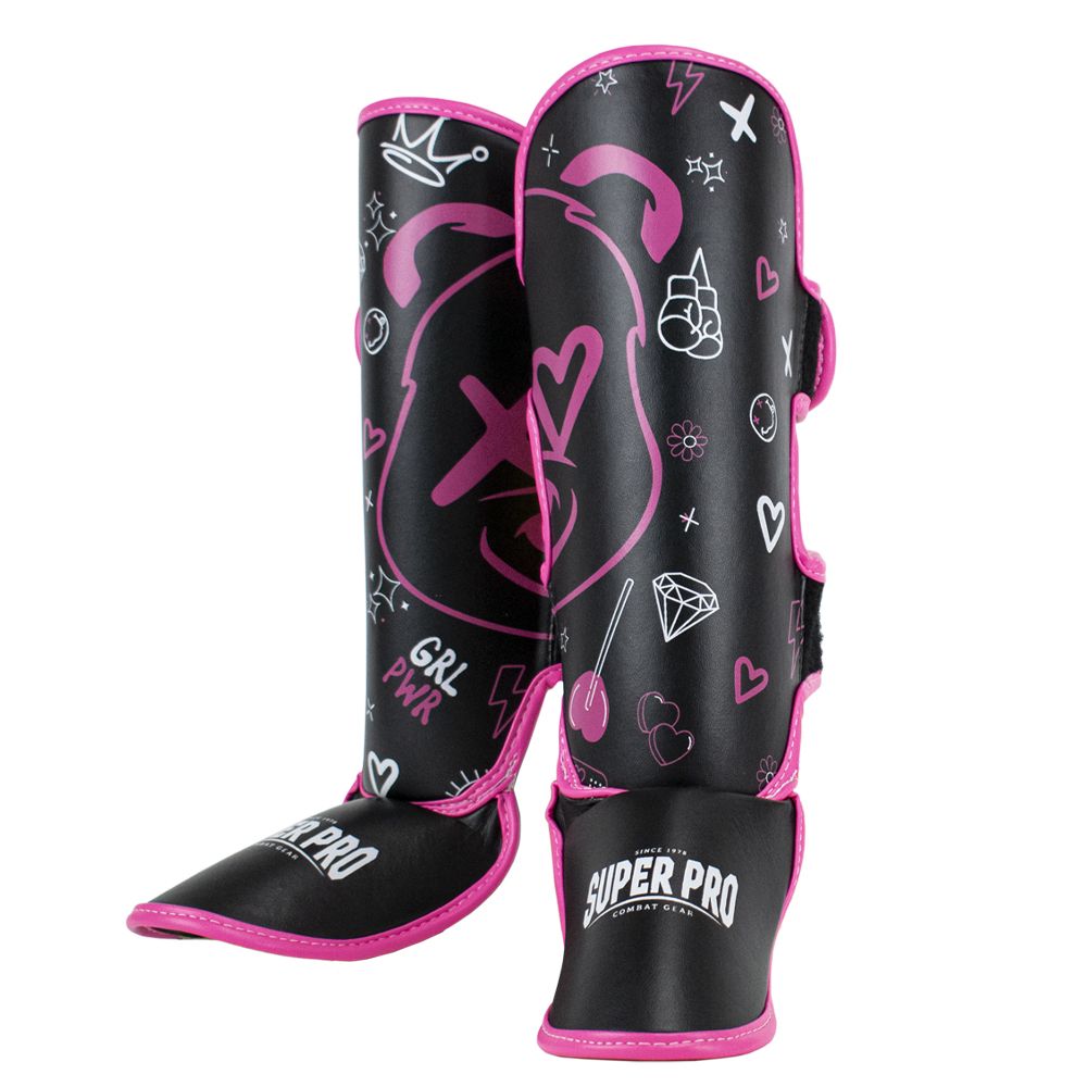 Super Pro Combat Gear Scheenbeschermer Kids Bear - Zwart/Roze