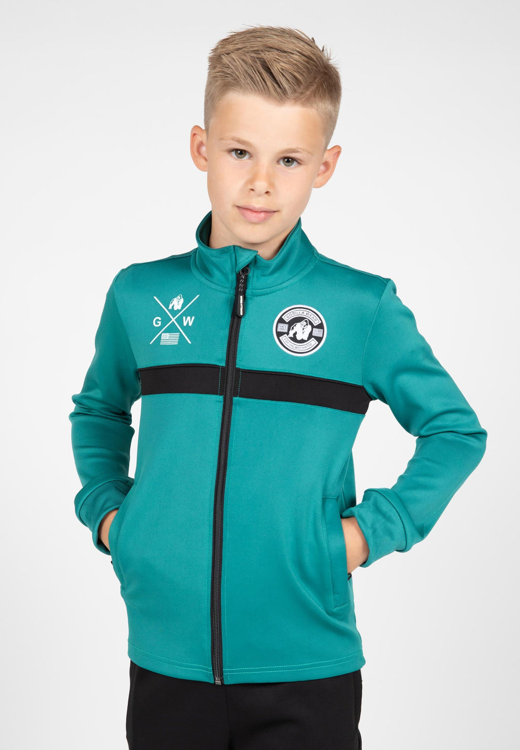 Gorilla Wear Vernon Kids Trainingsjas - Groen/Blauw