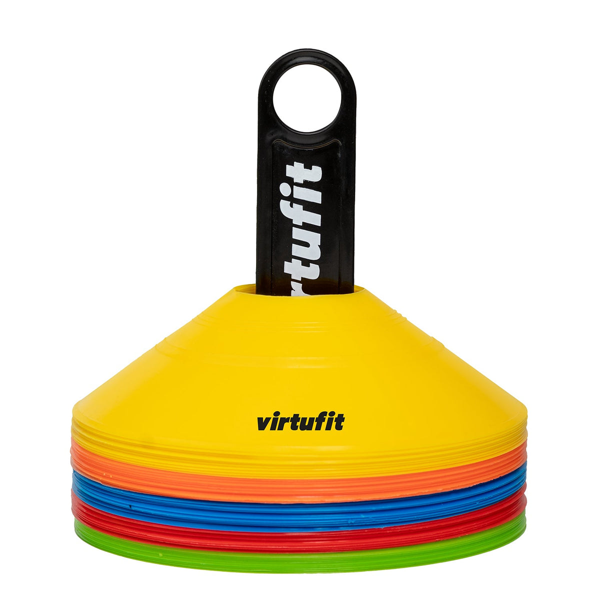 VirtuFit Trainingshoedjes met houder - Pionnen - 50 Stuks - Incl. draagnet - Tweedekans