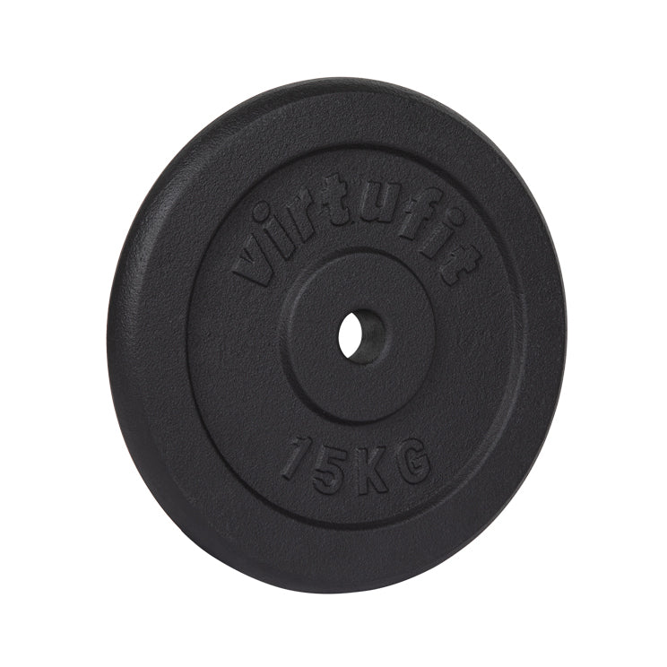VirtuFit Gietijzeren Halterschijf - Halter gewicht - 30 mm - 15 kg - Zwart
