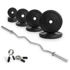 VirtuFit Rubberen Halterset - EZ Curlstang - Veerclip - 30 mm - 25 kg