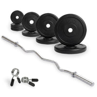 VirtuFit Rubberen Halterset - EZ Curlstang - Veerclip - 30 mm - 25 kg
