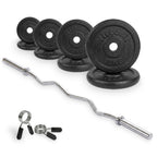 VirtuFit Gietijzeren Halterset - EZ Curlstang - Veerclip - 30 mm - 43 kg