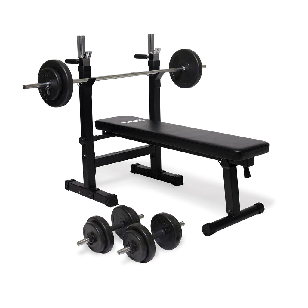 VirtuFit Verstelbare Halterset - 30,5 kg - Halterbank Compact - Dumbbellset - Halterset