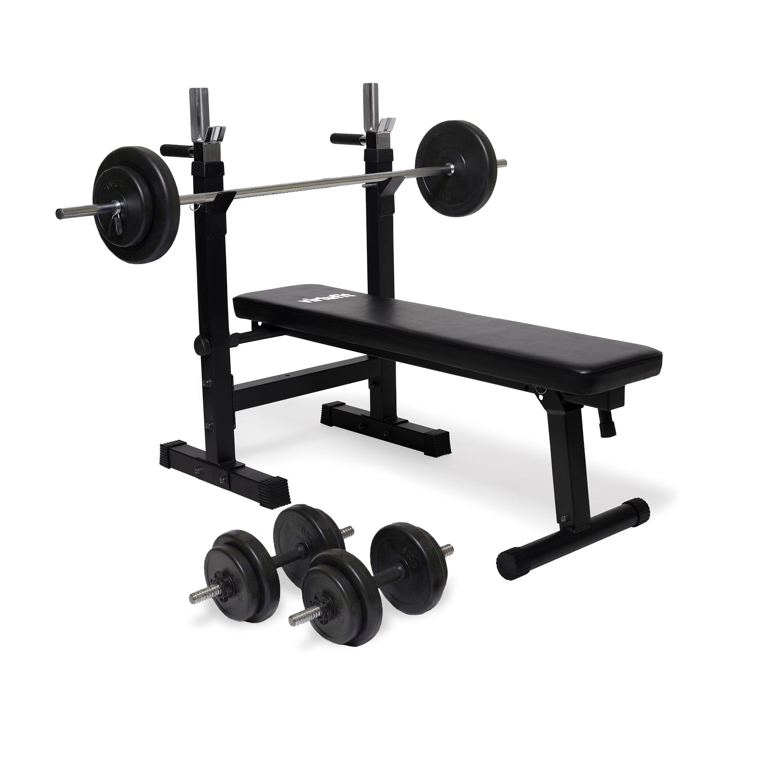 VirtuFit Verstelbare Halterset - 30,5 kg - Halterbank Compact - Dumbbellset - Halterset