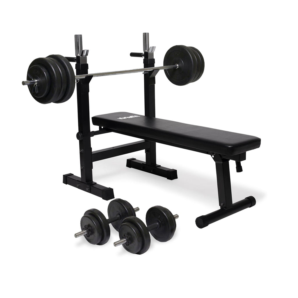 VirtuFit Verstelbare Halterset - 60,5 kg -  Halterbank Compact - Dumbbellset - Halterset