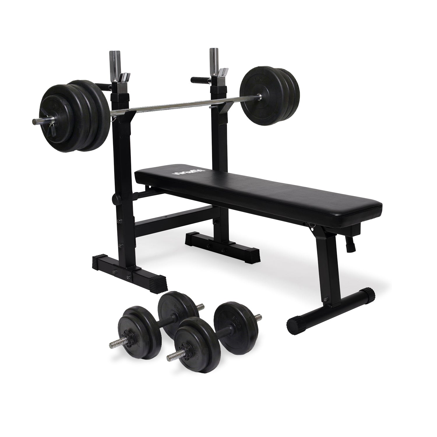 VirtuFit Verstelbare Halterset - 60,5 kg -  Halterbank Compact - Dumbbellset - Halterset