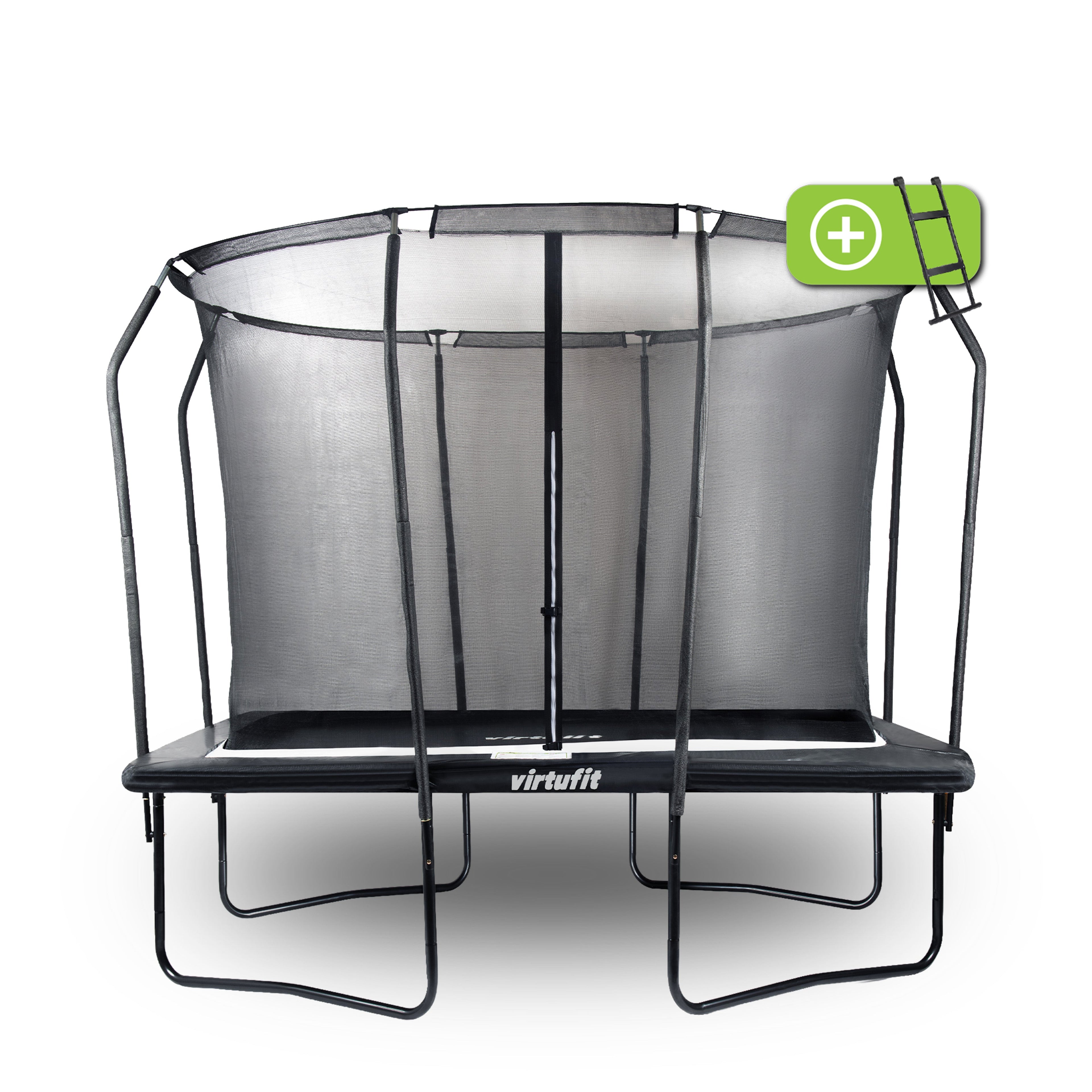VirtuFit Premium Rechthoekige Trampoline met Veiligheidsnet - Zwart - 183 x 274 cm - Gratis trap