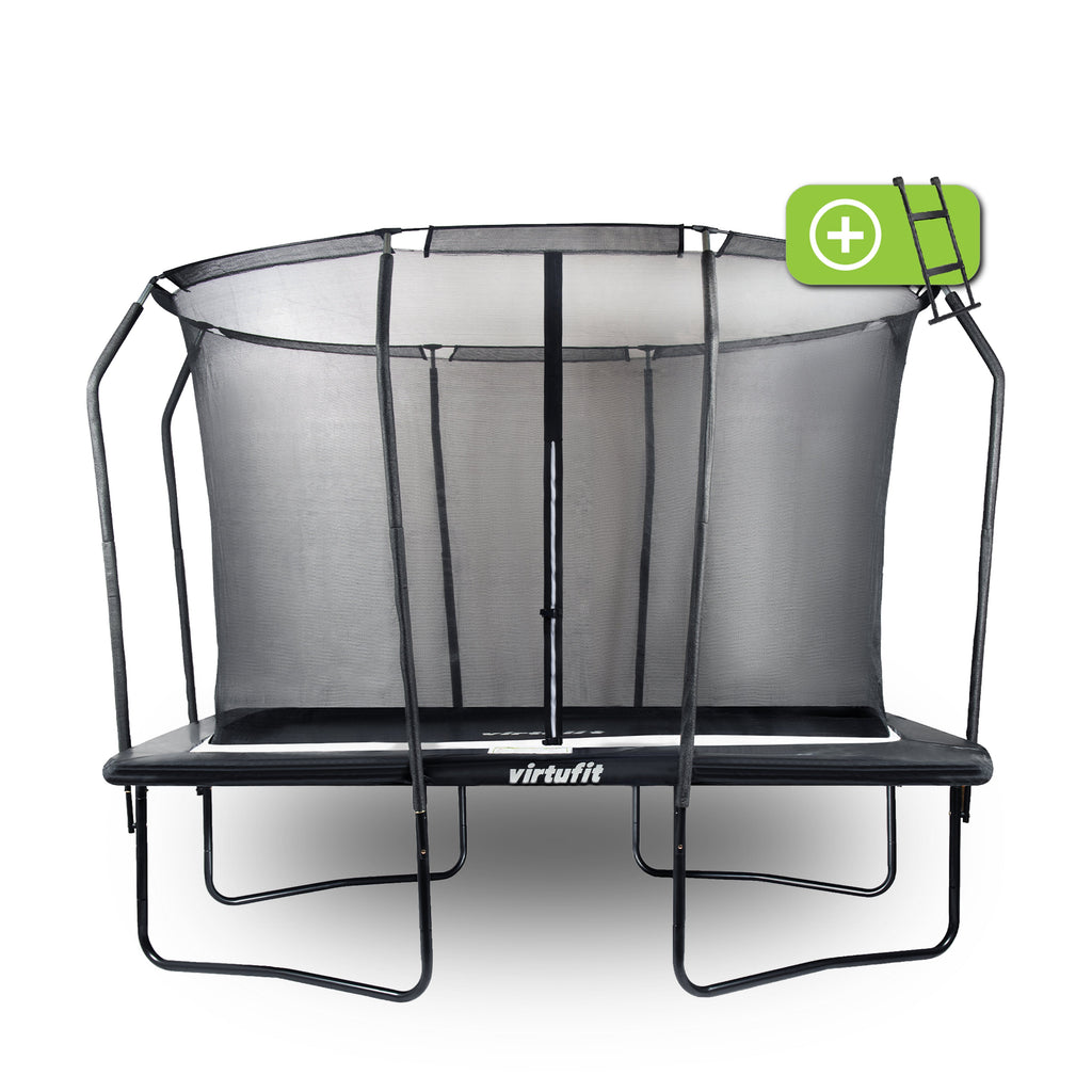 VirtuFit Premium Rechthoekige Trampoline met Veiligheidsnet - Zwart - 213 x 305 cm - Gratis trap