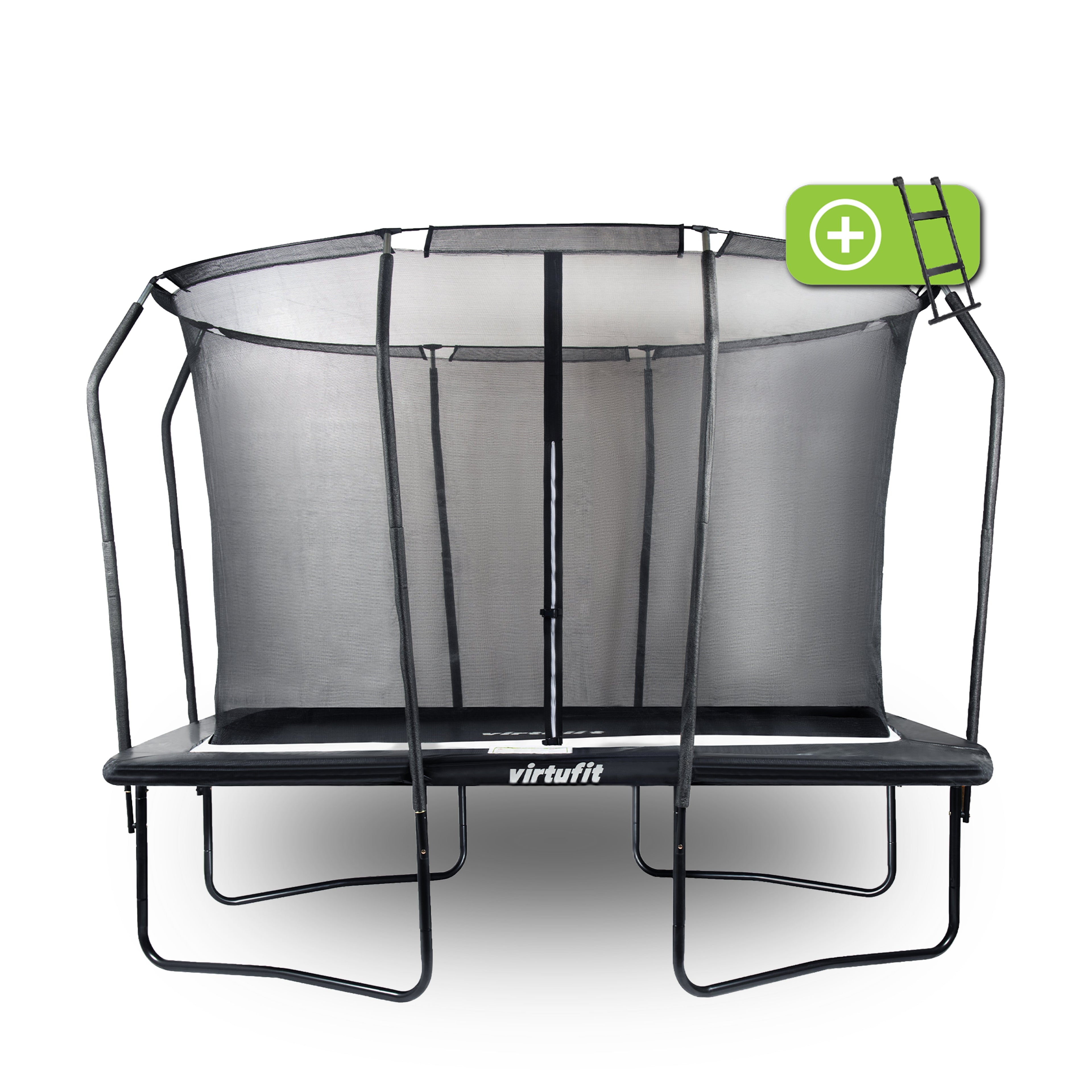 VirtuFit Premium Rechthoekige Trampoline met Veiligheidsnet - Zwart - 213 x 305 cm - Gratis trap