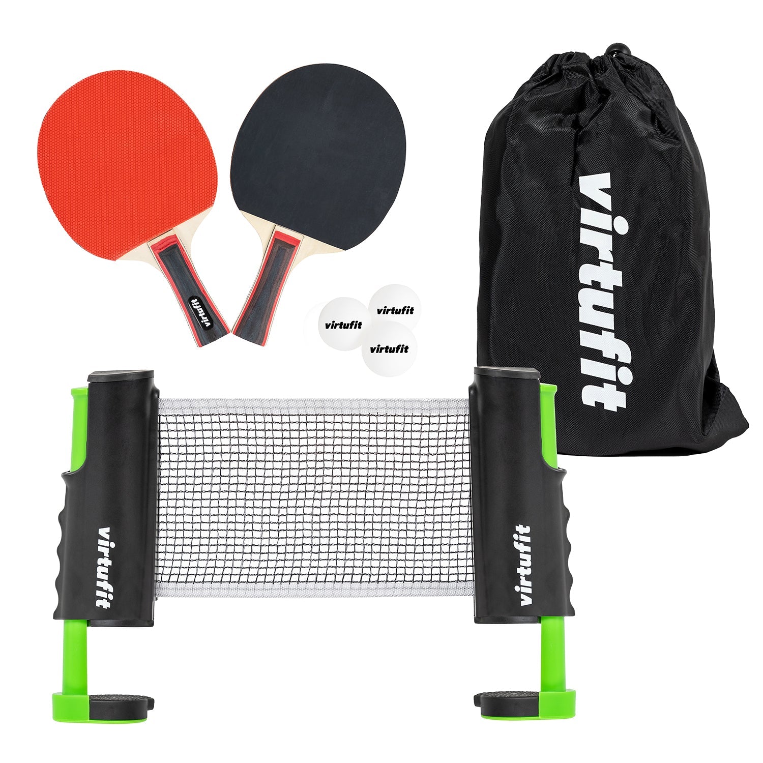 VirtuFit Verstelbare Tafeltennisset - Met batjes en 3 ballen