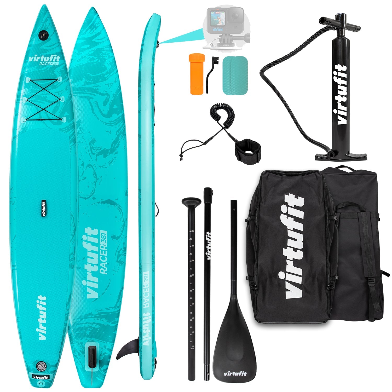 Virtufit Supboard Racer 381 - Turquoise - Inclusief accessoires en draagtas