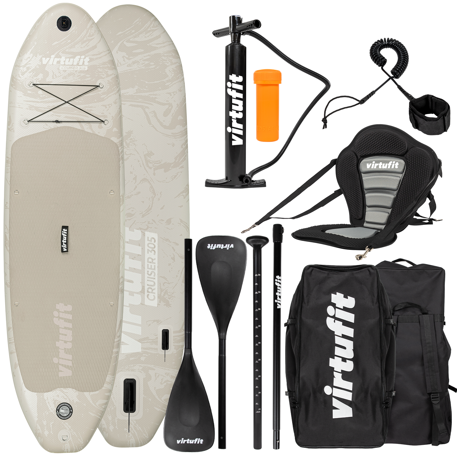 VirtuFit Supboard Cruiser 305 - Sand Beige - Met Kajak zitje, accessoires en draagtas - Tweedekans