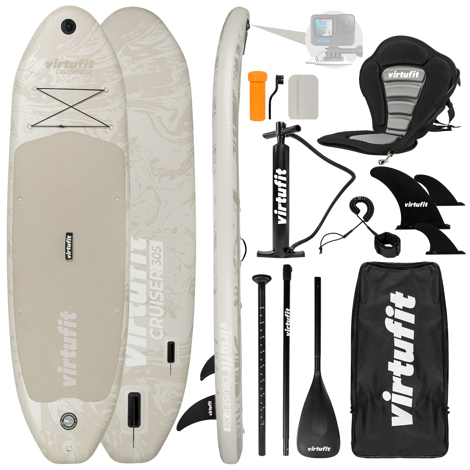 VirtuFit Supboard Cruiser 305 - Sand Beige - Met Kajak zitje, accessoires en draagtas