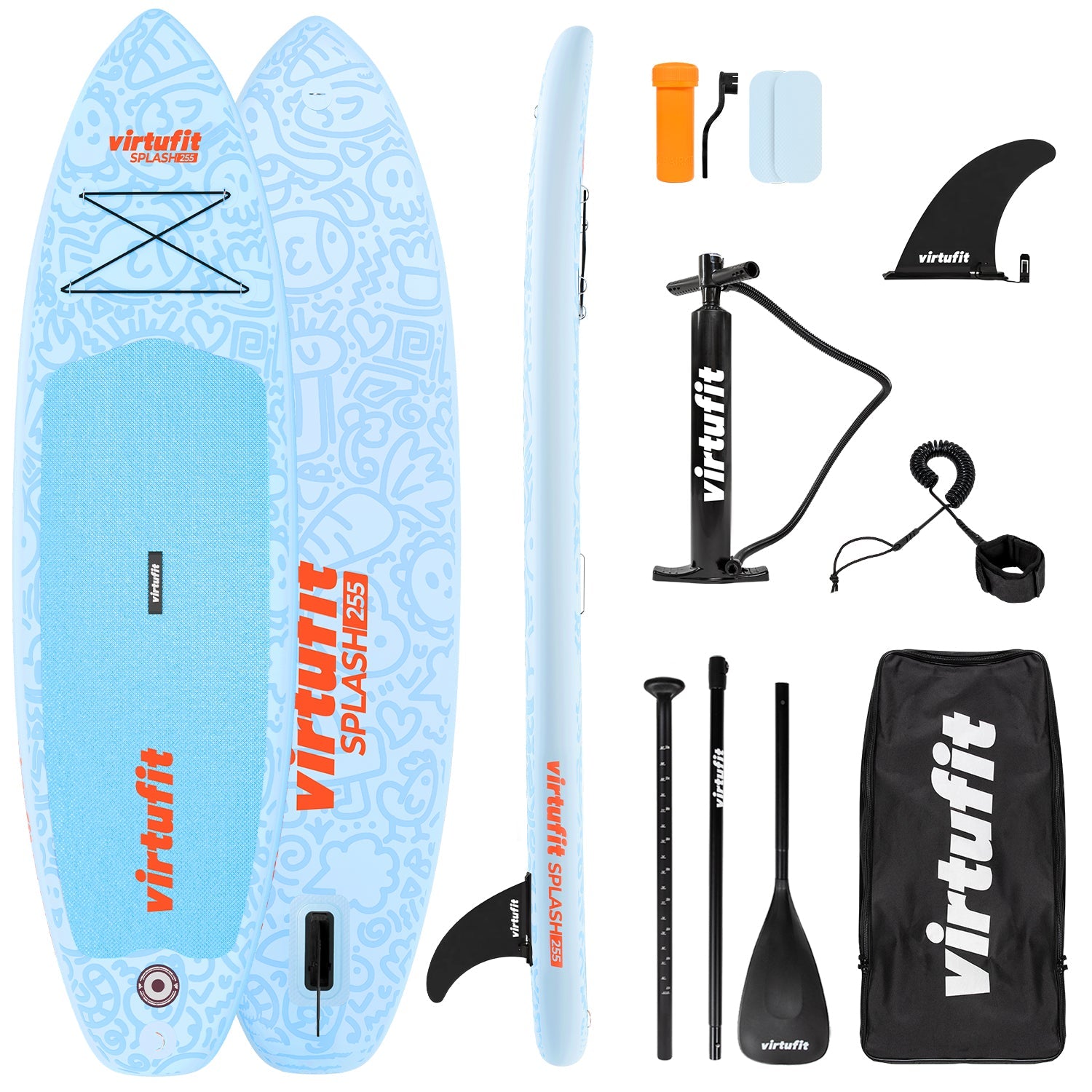 VirtuFit Supboard Splash 255 - Doodle Blue - Met accessoires en draagtas