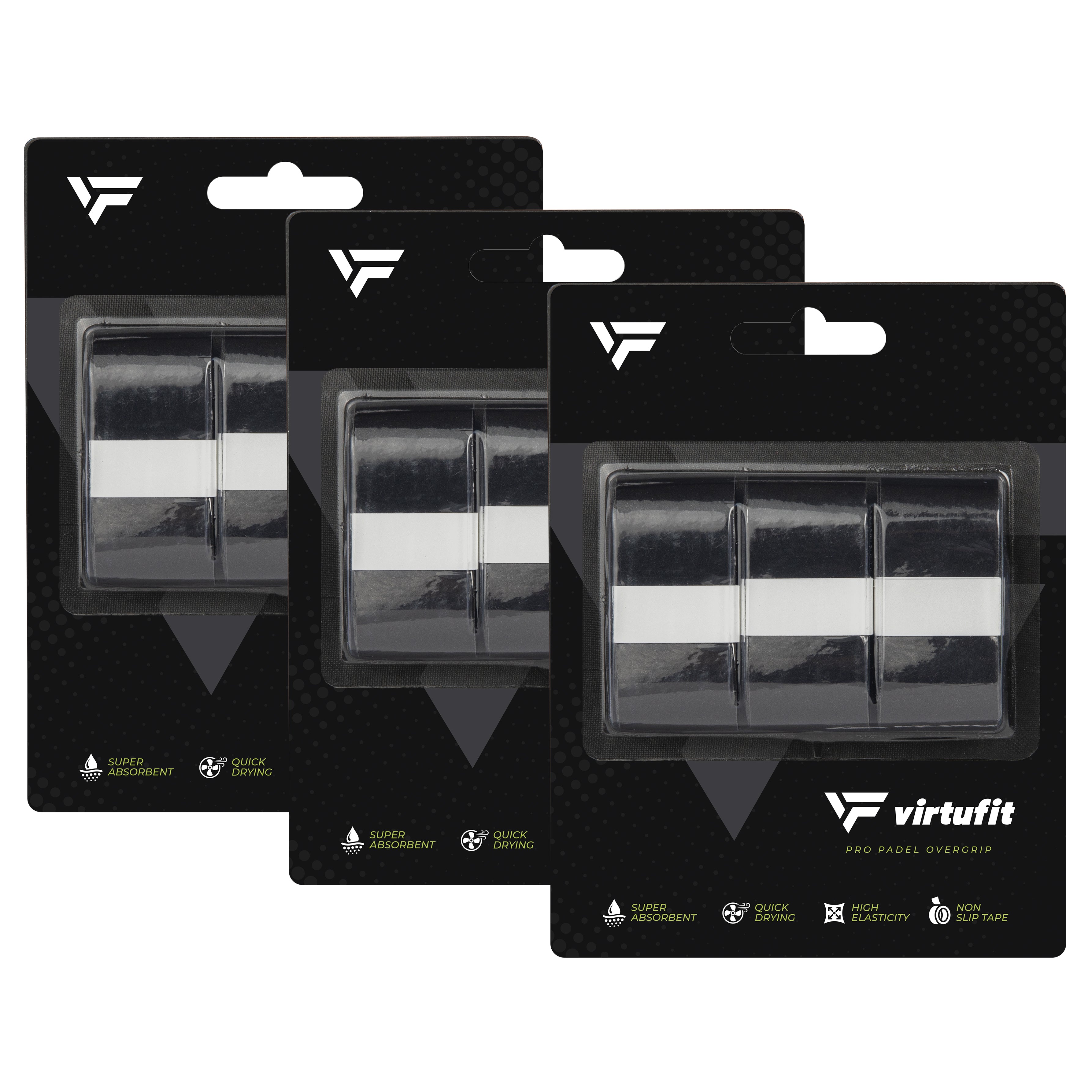 VirtuFit Pro Padel Overgrip - Zwart - 9 Stuks