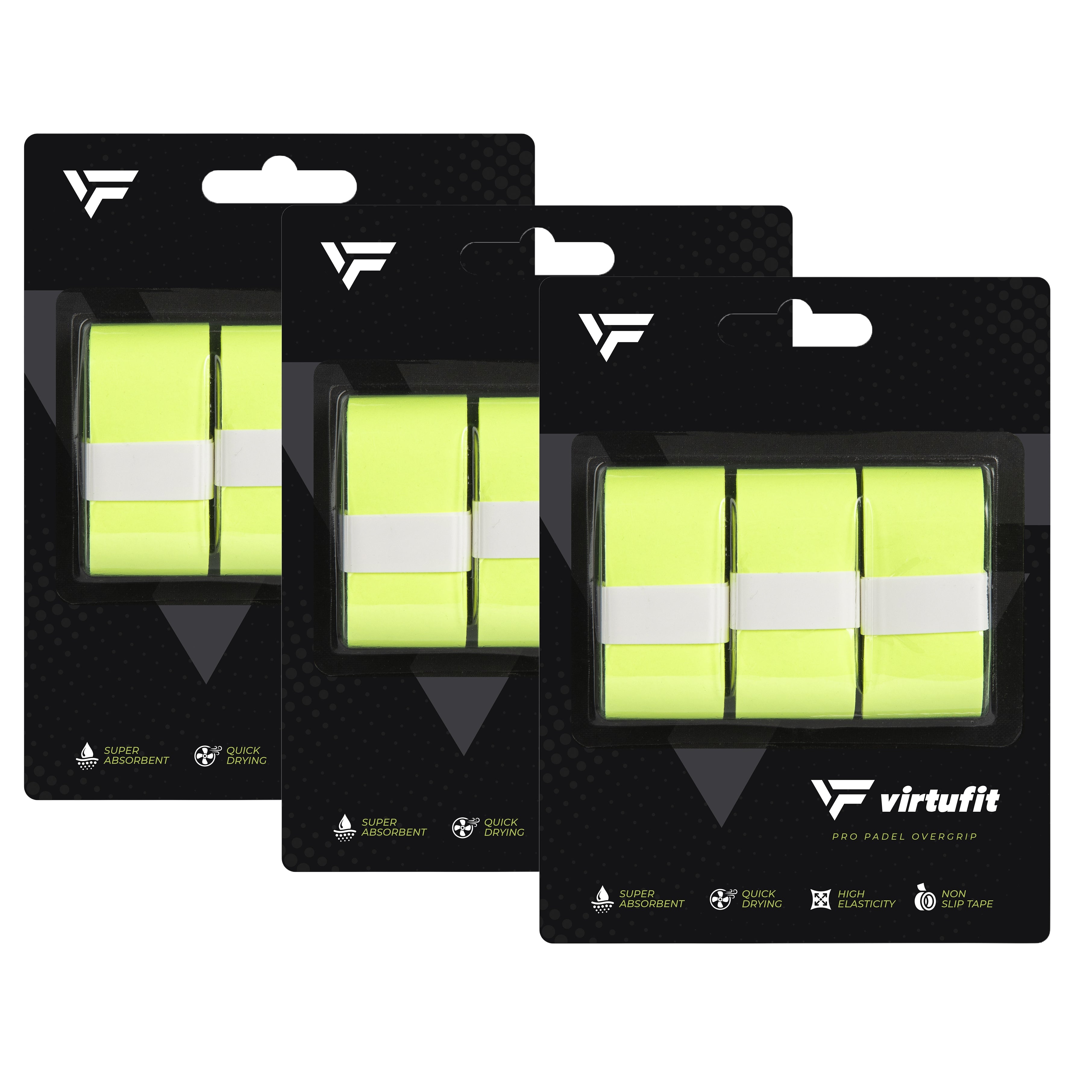 VirtuFit Pro Padel Overgrip - Neon Groen - 9 Stuks