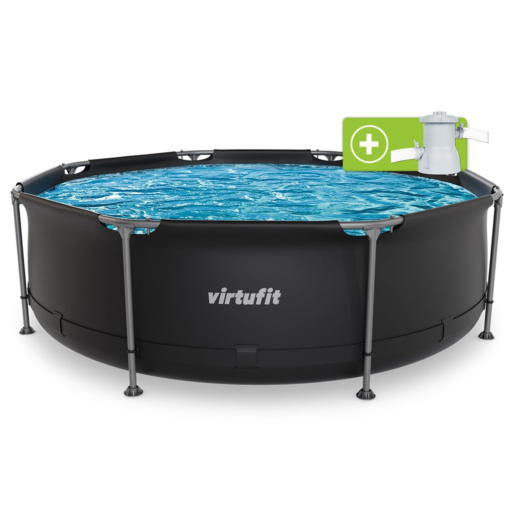 VirtuFit Rond Zwembad - Ø244 x 76 cm - Antraciet - Inclusief Filterpomp