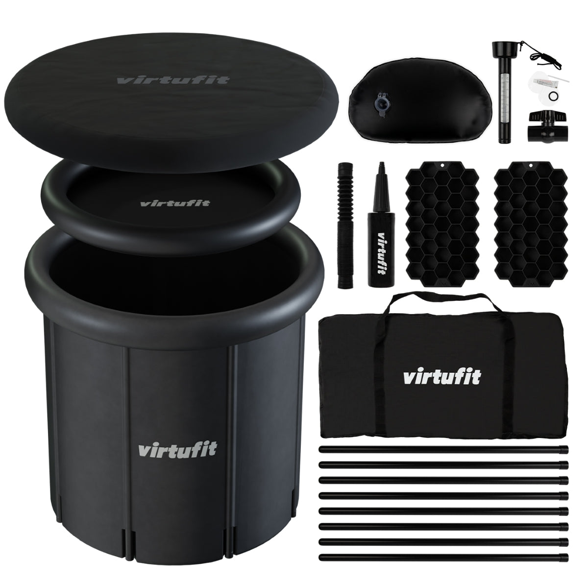 VirtuFit IJsbad XXL - 375 Liter - Antraciet - Inclusief accessoires