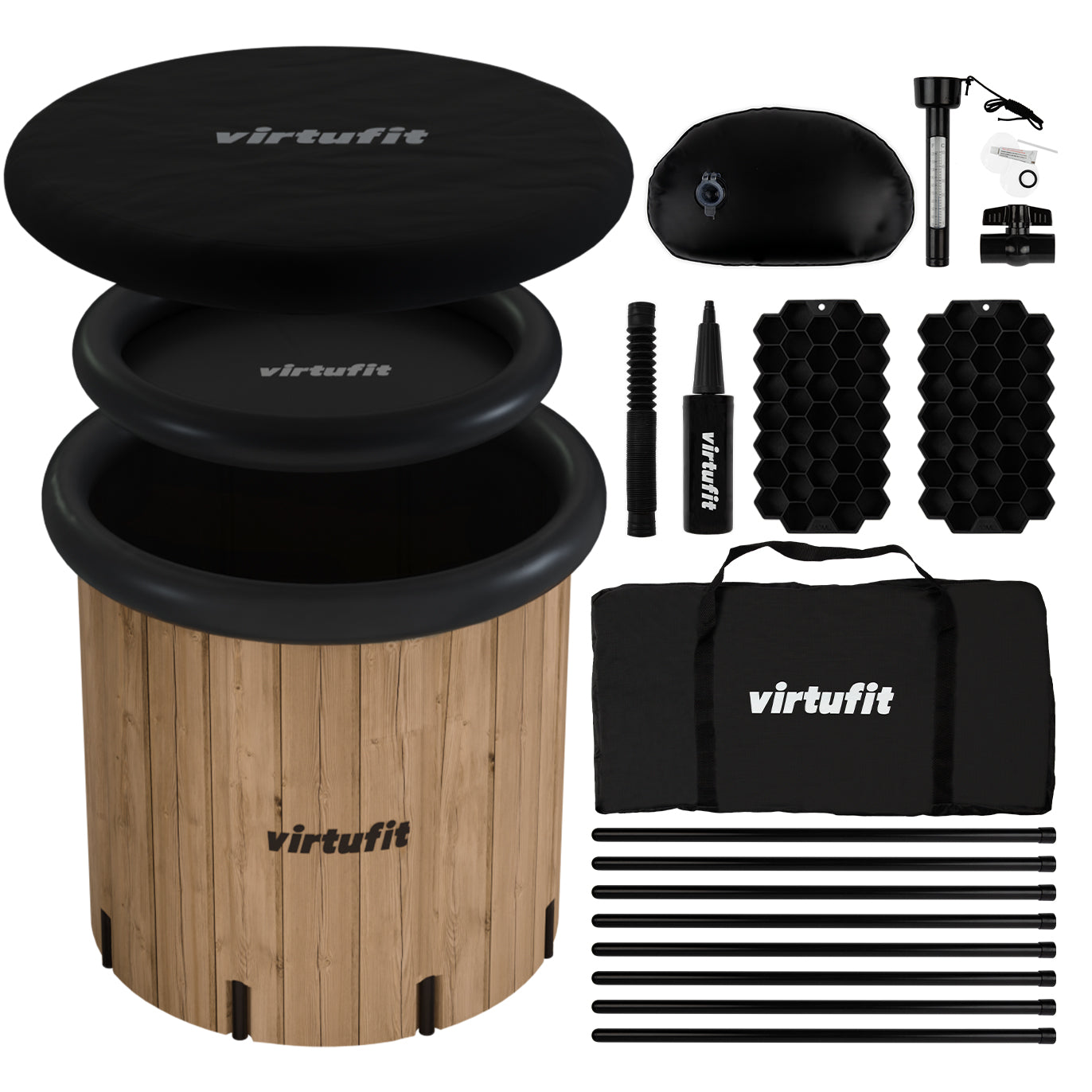 VirtuFit IJsbad XXL - 375 Liter - Wood Look - Inclusief accessoires