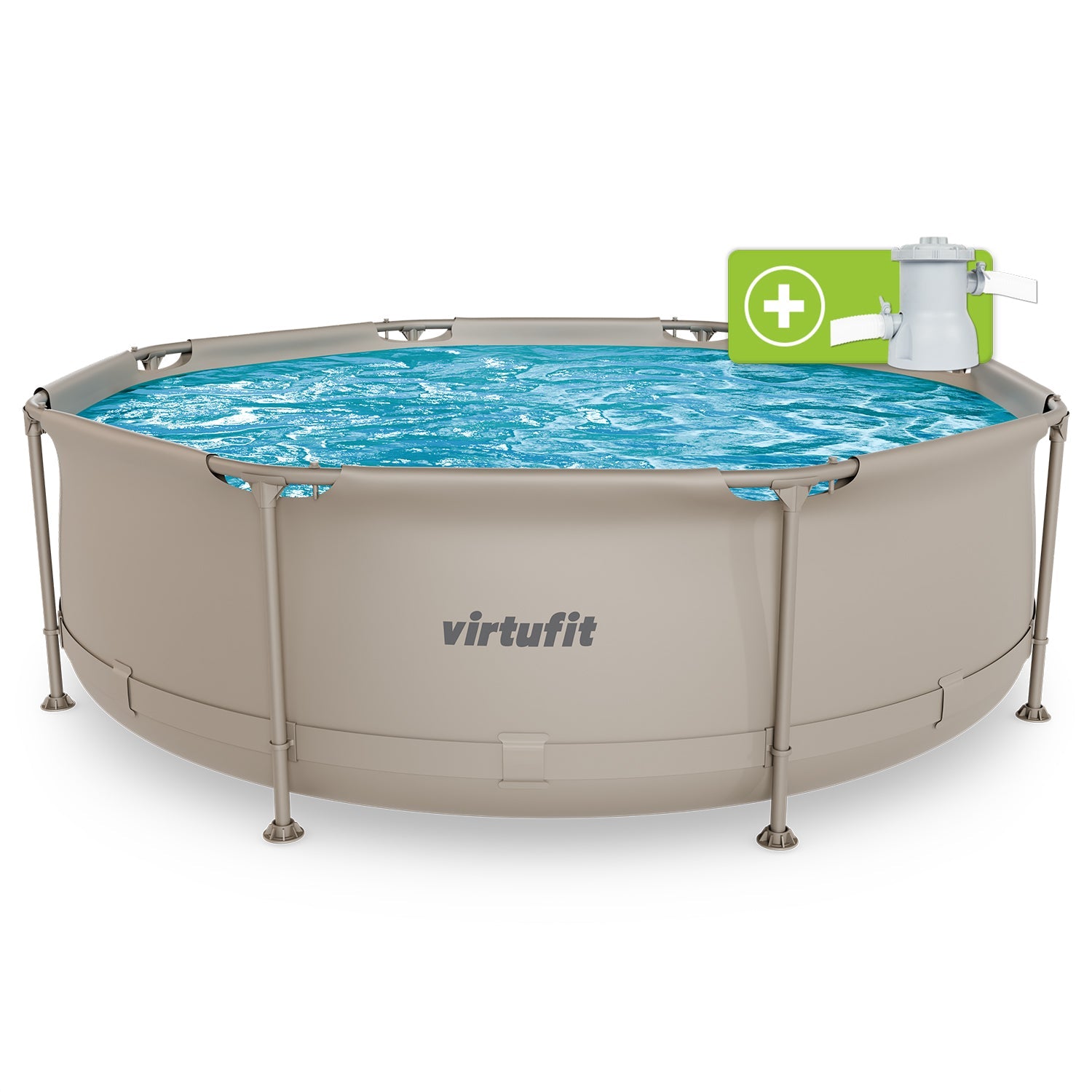 VirtuFit Rond Zwembad - Ø244 x 76 cm - Beige - Inclusief Filterpomp