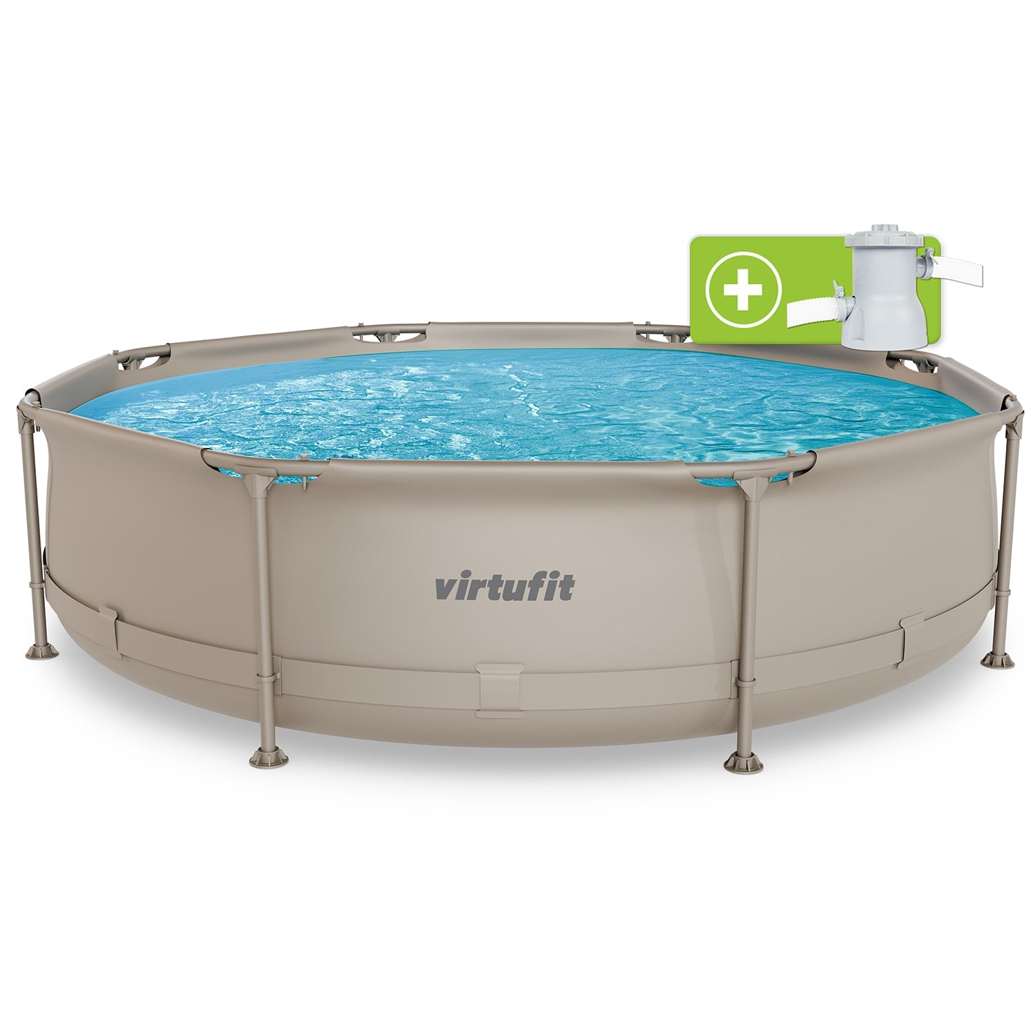 VirtuFit Rond Zwembad - Ø305 x 76 cm - Beige - Inclusief Filterpomp
