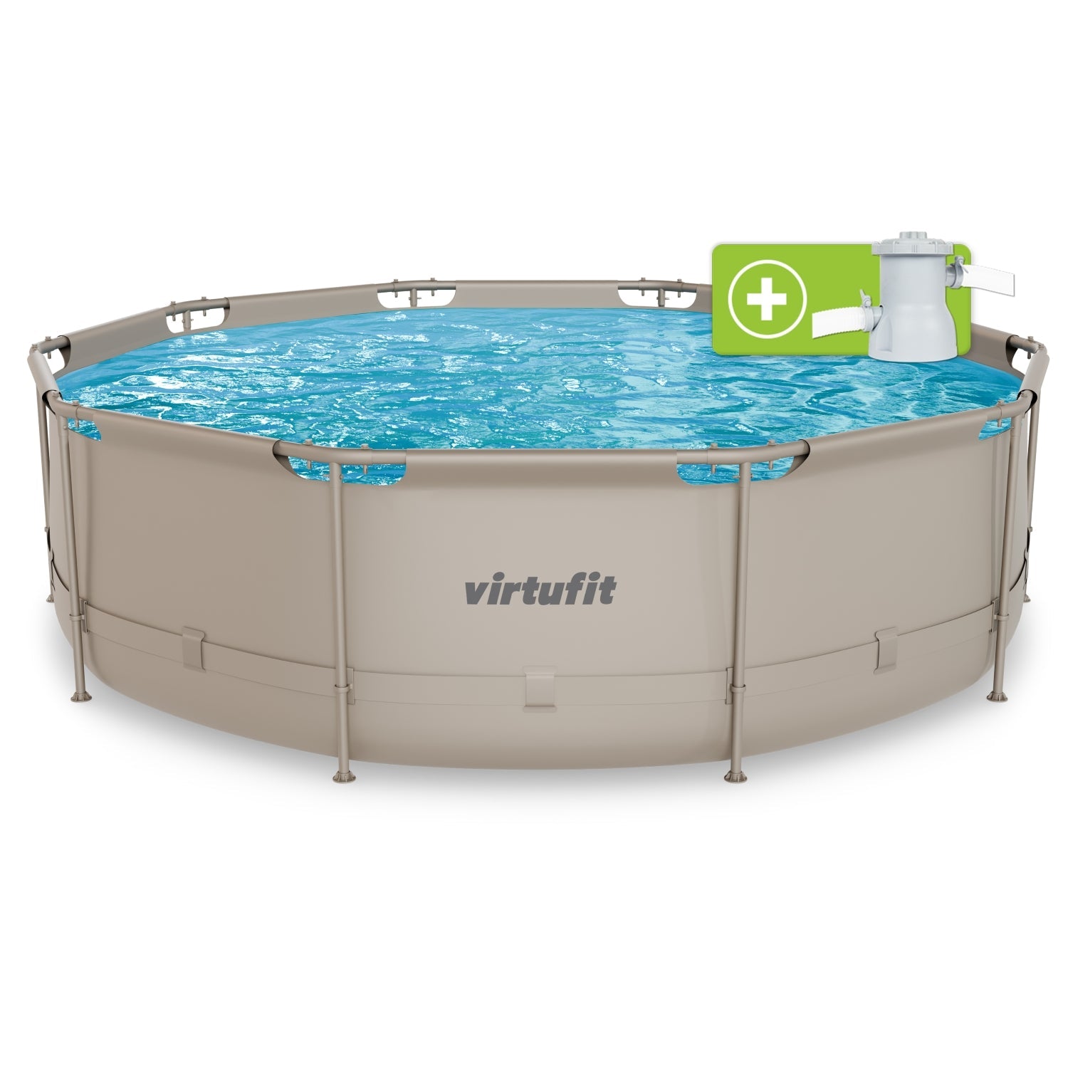 VirtuFit Rond Zwembad - Ø366 x 100 cm - Beige - Inclusief Filterpomp