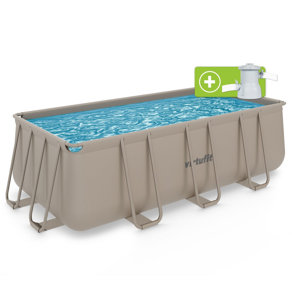 VirtuFit Rechthoekig Zwembad 400 x 200 x 122 cm - Beige - Inclusief Filterpomp
