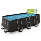 VirtuFit Rechthoekig Zwembad 400 x 200 x 122 cm - Antraciet - Inclusief Filterpomp