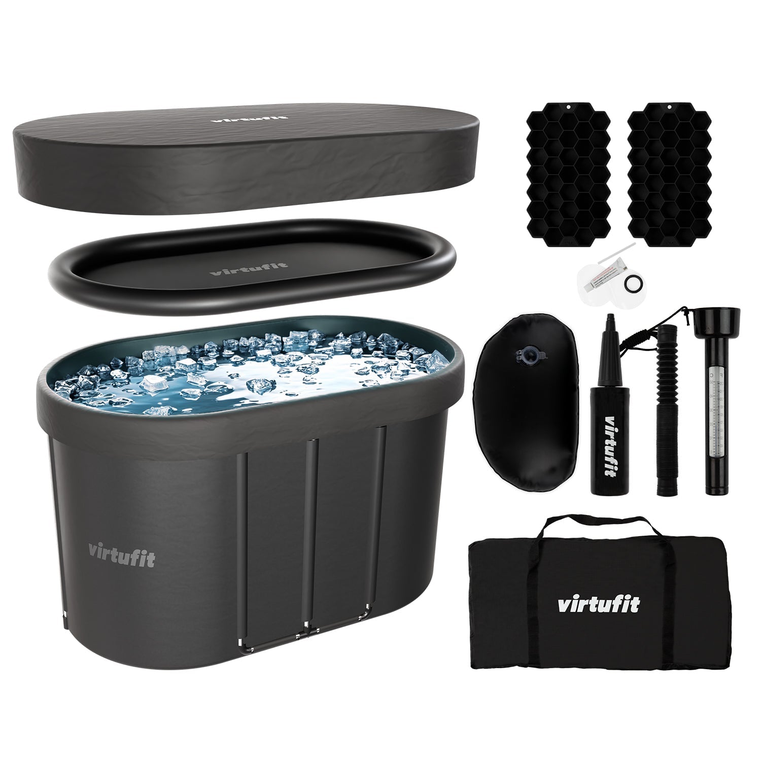 VirtuFit IJsbad Ovaal - Antraciet - 500 Liter - Inclusief accessoires