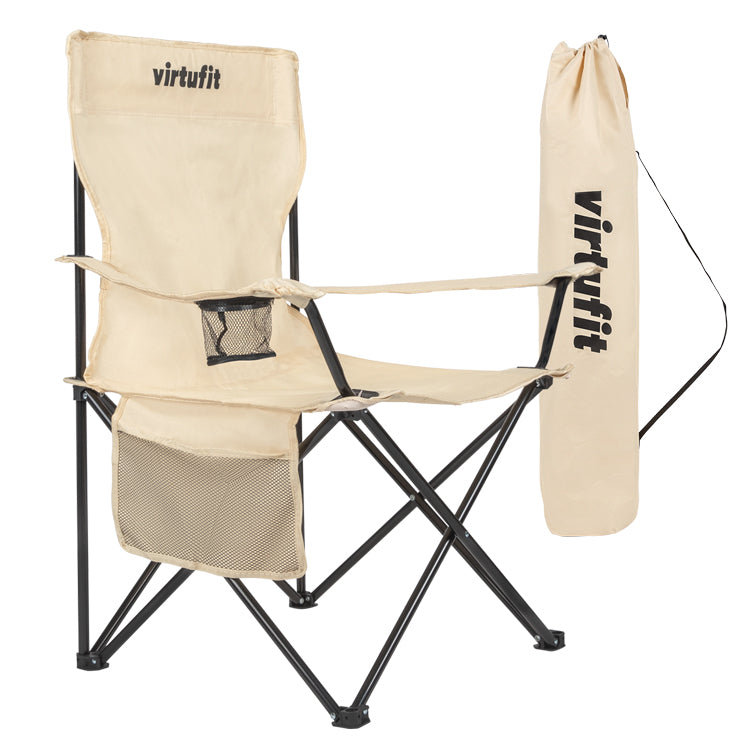 VirtuFit Opvouwbare Camping Stoel - Strandstoel - Beige