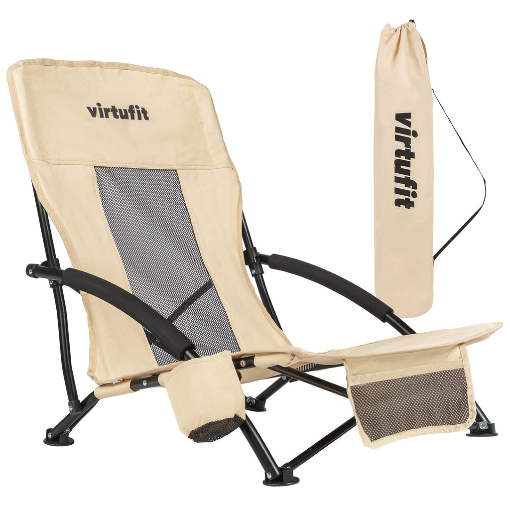 VirtuFit Strandstoel opvouwbaar - Campingstoel - Beige