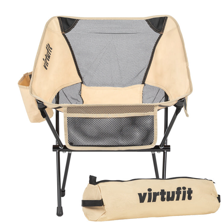VirtuFit Camping Stoel Compact - Strandstoel - Opvouwbaar - Beige
